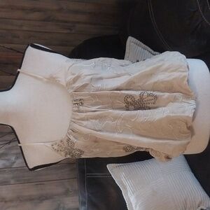 Woman Embellished Embroidered Crossover Back Tank Top